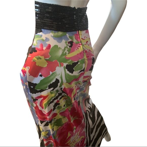 Prom Dress Shimmering Black/Pink Floral Prom  Criss-Cross Back size 3/4 - Picture 6 of 11